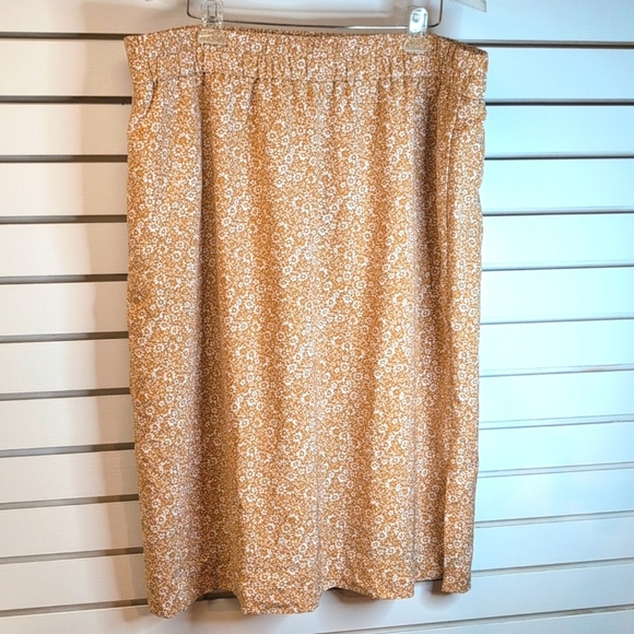 J Crew Pull On Pencil Midi Skirt Golden Floral Print Skirt Size  XXL NWT - Picture 3 of 9